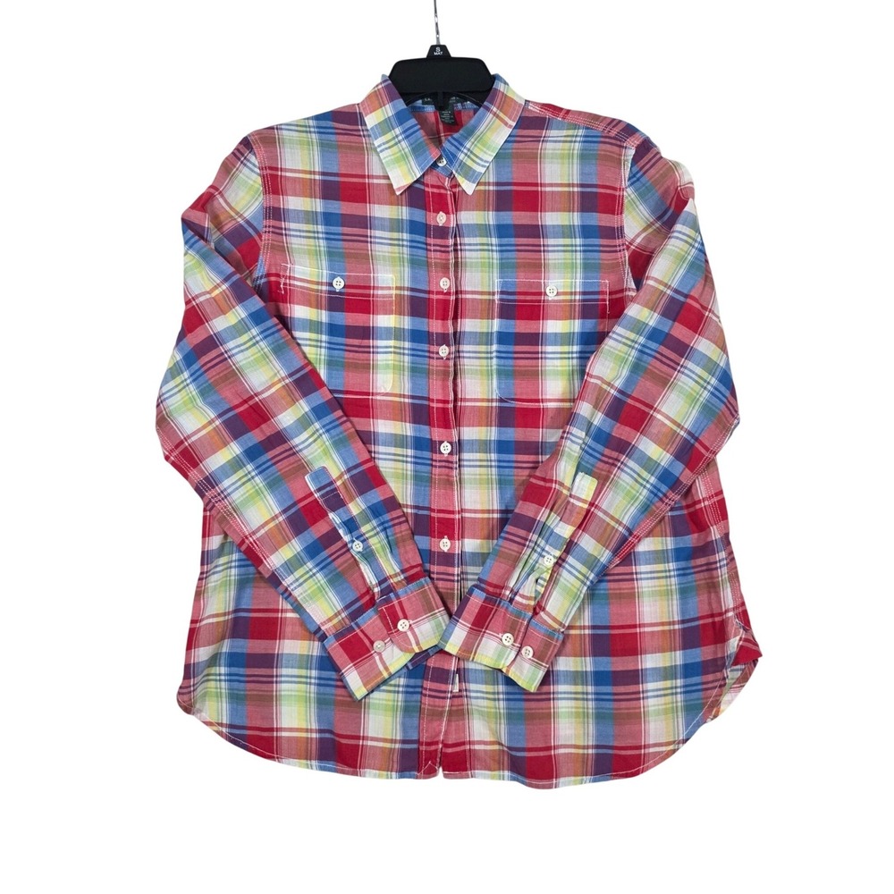 Lauren Jeans Co Ralph Lauren Plaid Button Down Cotton Shirt Large Preppy, Casual